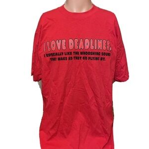 NEW Vintage Men’s OPTIMA I Love Deadlines Red Shirt